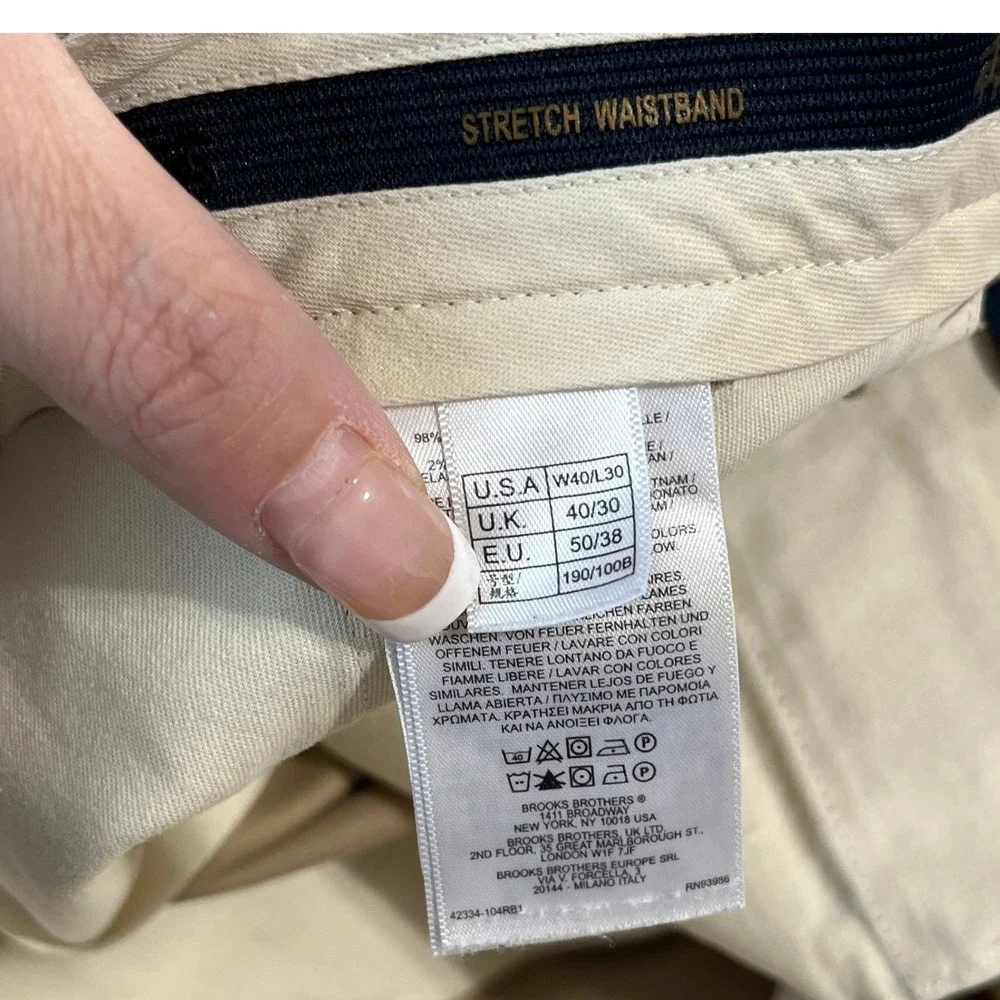 Brooks Brothers Advantage Chino Pants Mens 38x30 Stretch Clark Fit Khaki Office